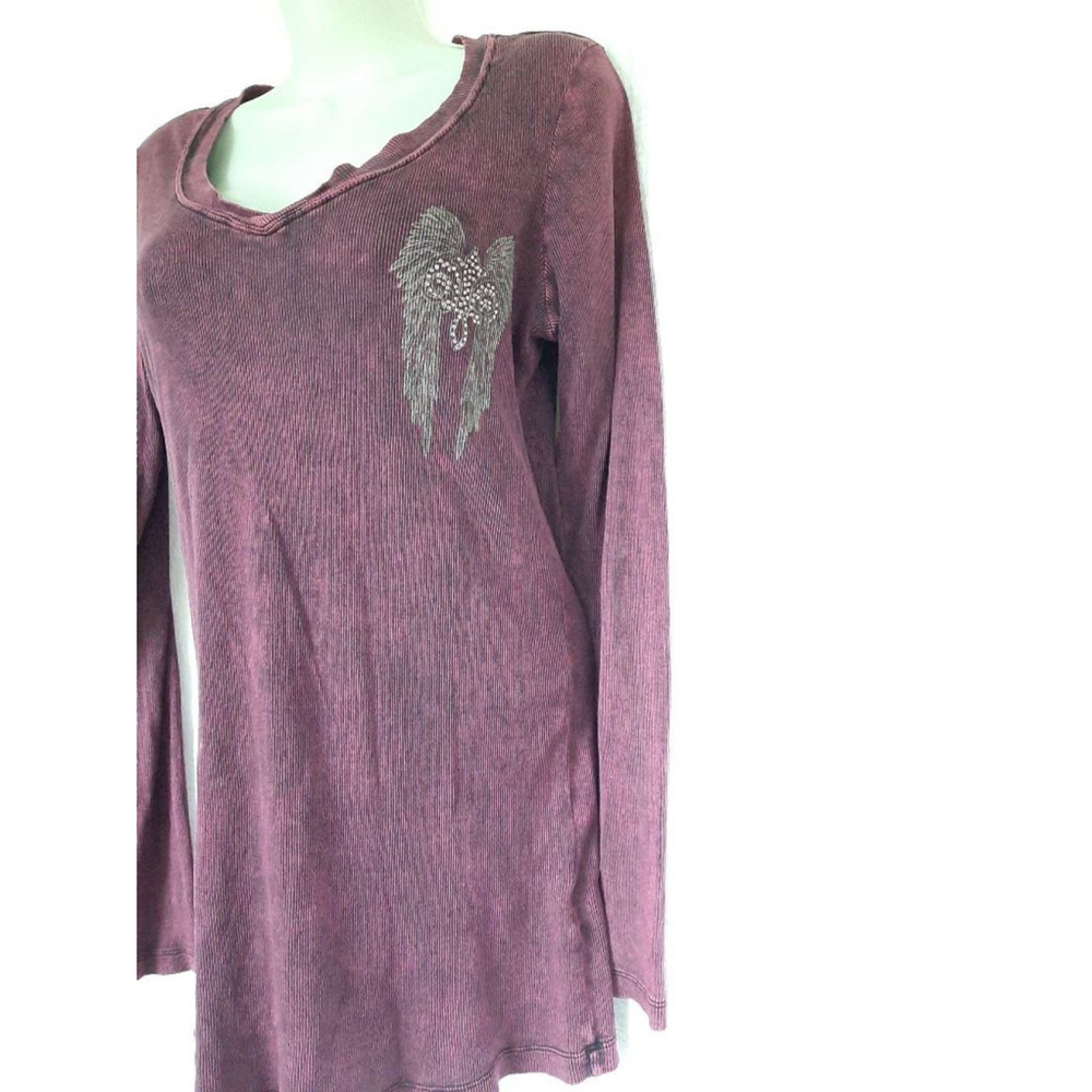 Women's central park ribbed Purple Long Sleeve T-Shirt Size XL Y2K 90s Top - Picture 2 of 5